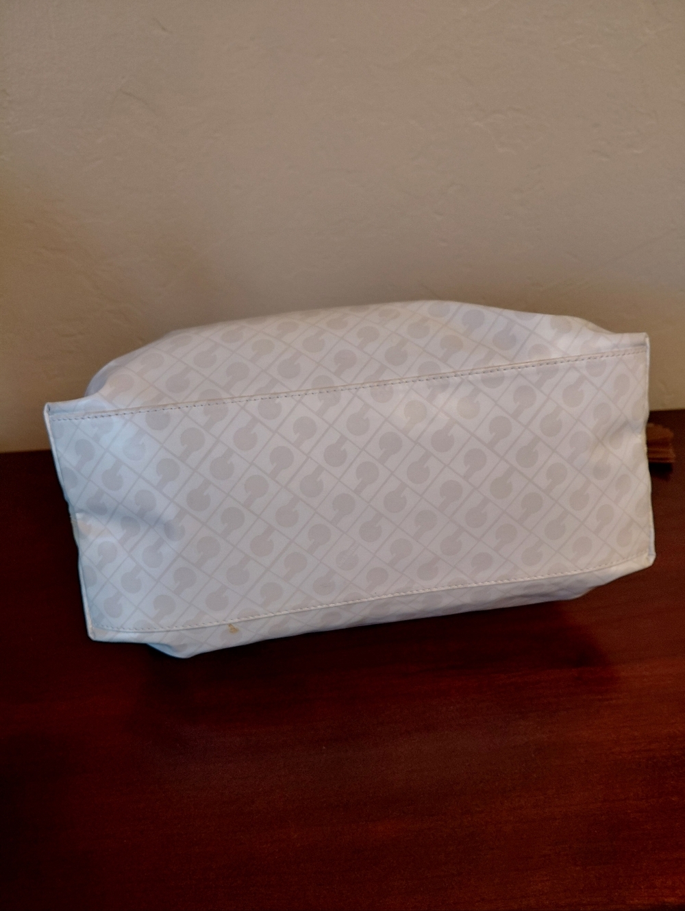 Gherardini Satchel Bag featuring a "G" Monogram Pattern White & Brown - Picture 8 of 12